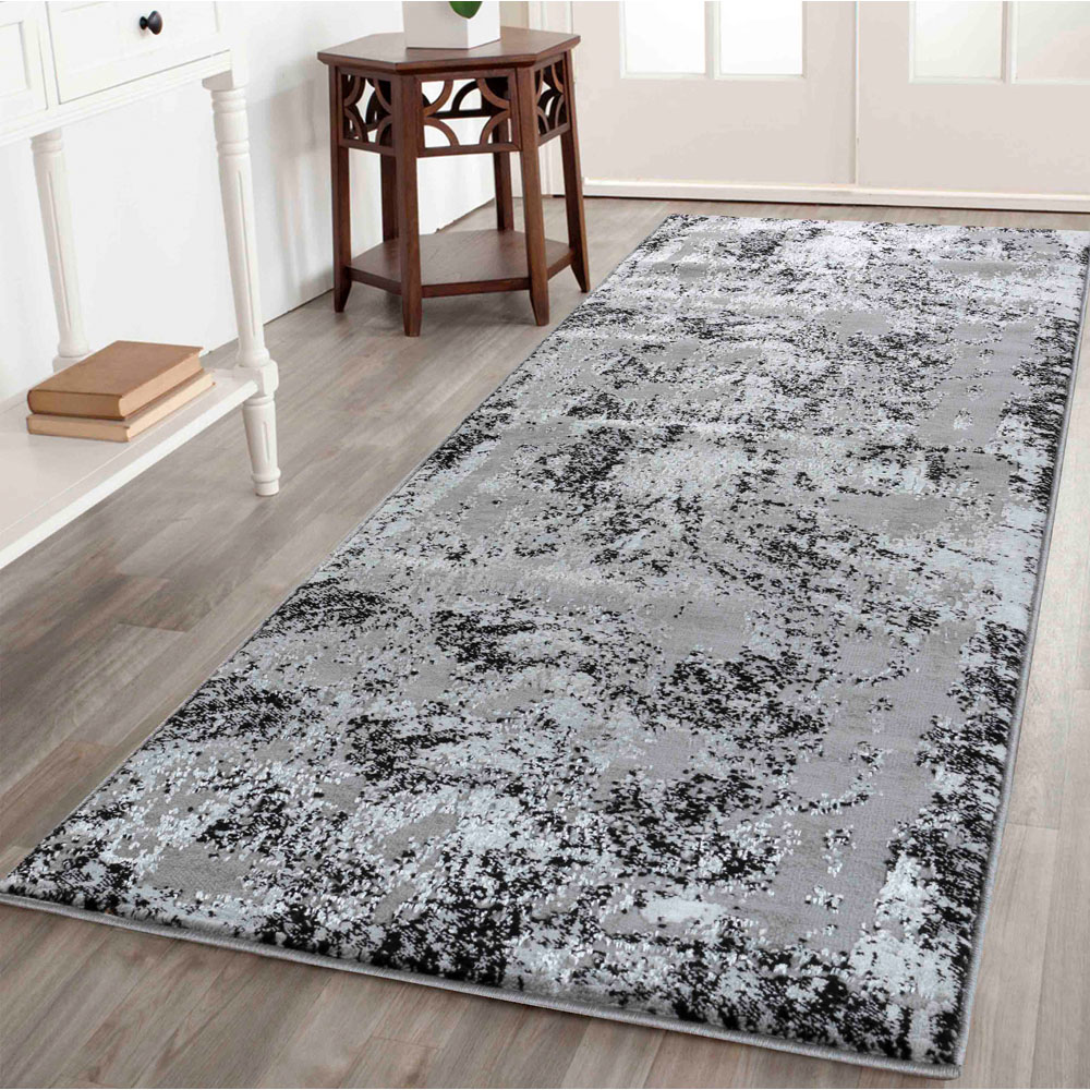 Desire Rugs Serenity Black Abstract Acrylic Rug 80 x 150cm Image 5