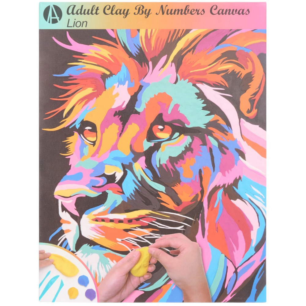 Lion or Panda Clay By Number Canvas Kit Image 2