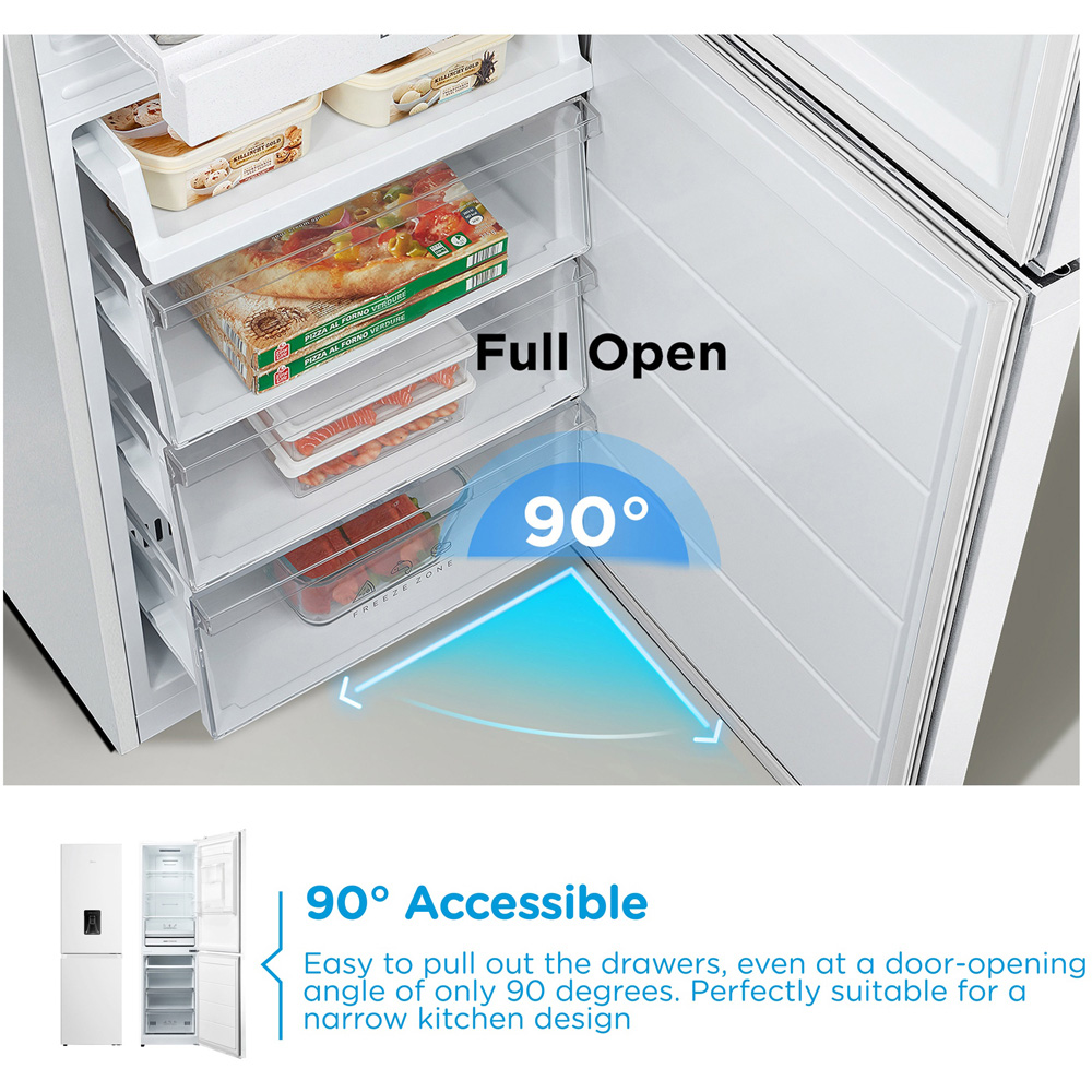 Midea MDRB379FGD01W White Total No Frost 273L Combi Fridge Freezer with Non-Plumbed Water Dispenser Image 8