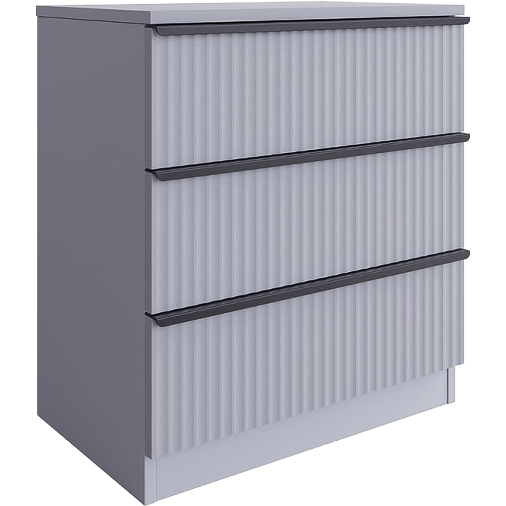 FWStyle Lania 3 Drawer Dark Grey Scalloped Ripple Effect Chest of Drawers Image 2