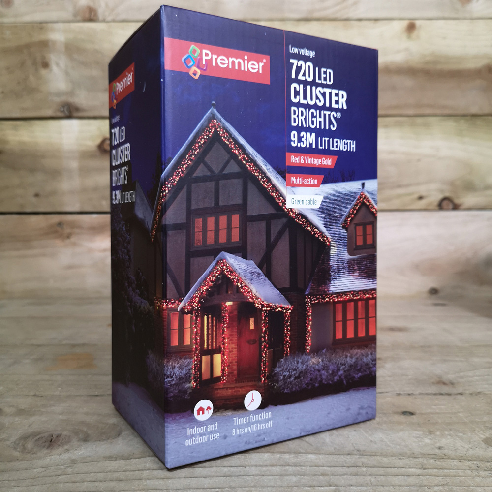 Premier ClusterBrights 720 Red and Vintage Gold LED Green Cable Cluster Light 9.3m Image 7