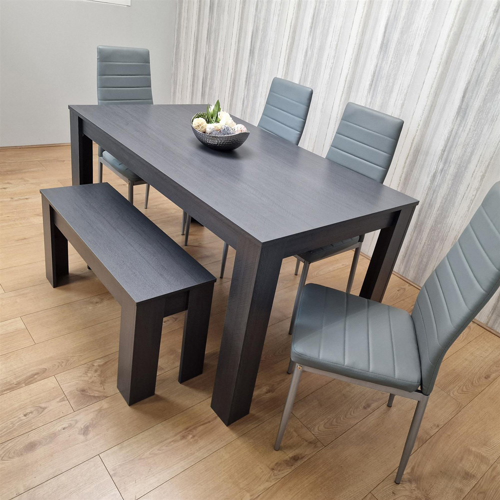 Kosy Koala 6 Seater Metal Arrow Design Dining Bench Set Grey Image 4