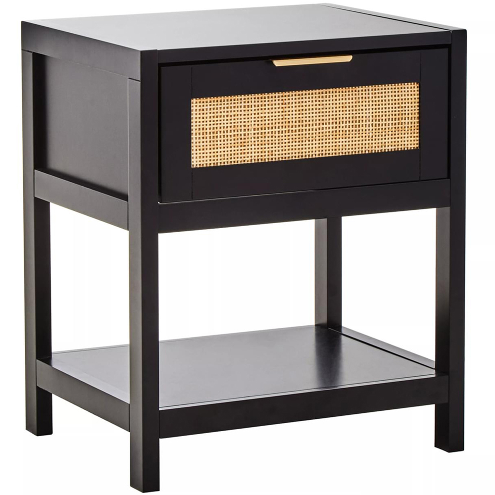 Interiors by Premier Sherman Single Drawer Single Shelf Black Side Table Image 2