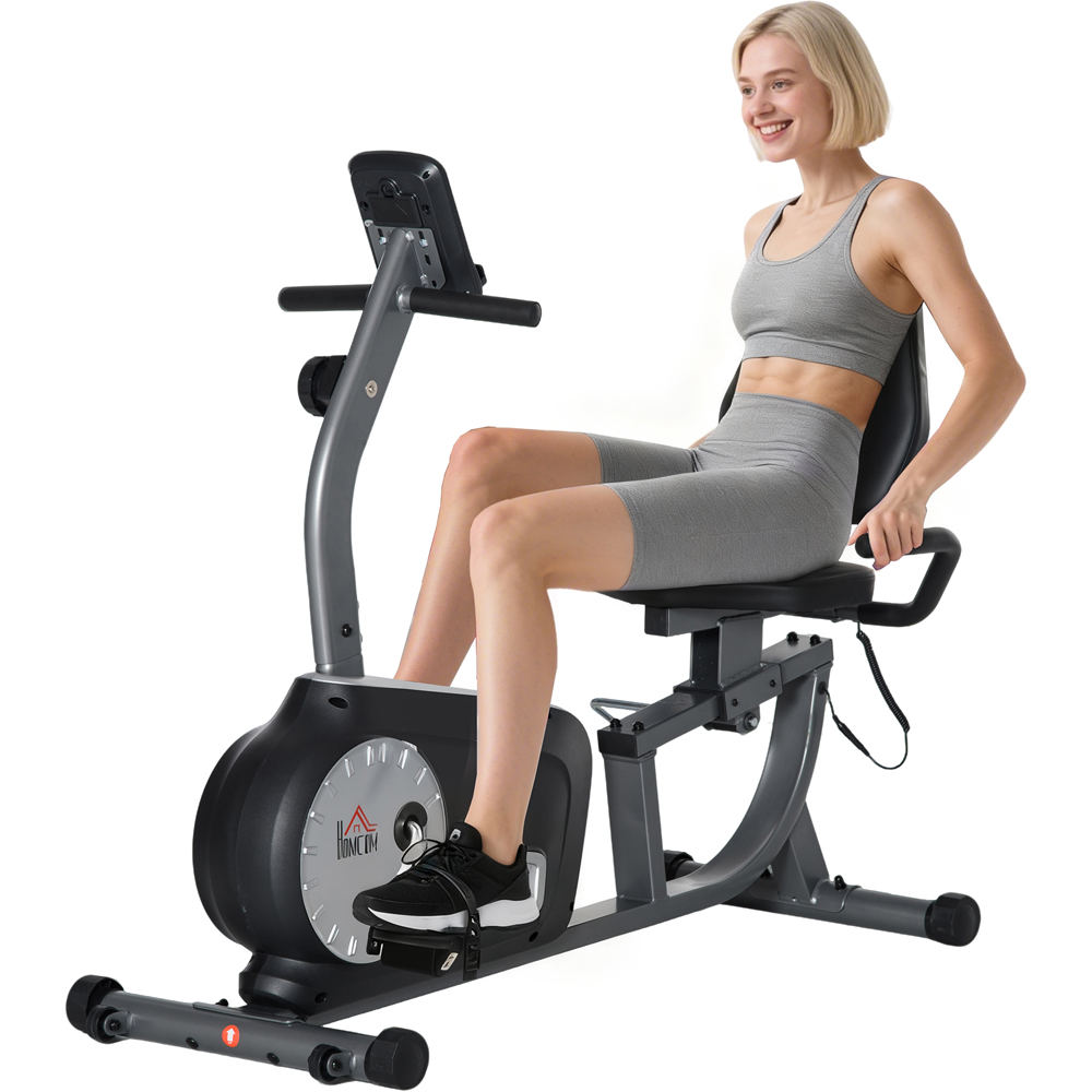 HOMCOM Black and Grey Magnetic Resistance Semi Recumbent Exercise Bike Image 3