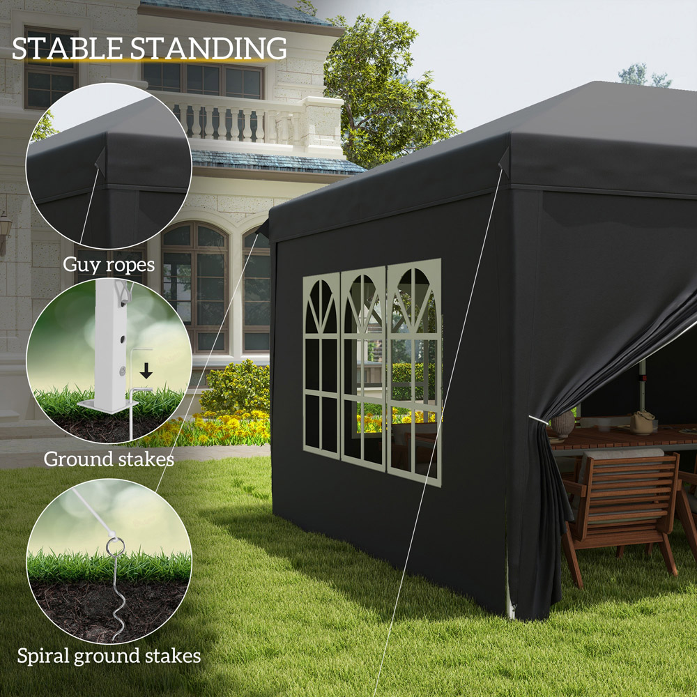 Outsunny 3 x 6m Black Pop Up Gazebo with Sides Image 5
