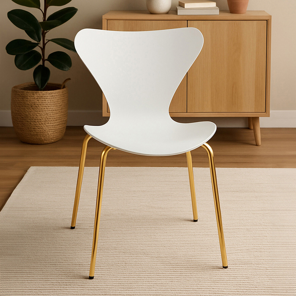 Premier Housewares Laila White Seat and Gold Legs Dining Chair Image 3