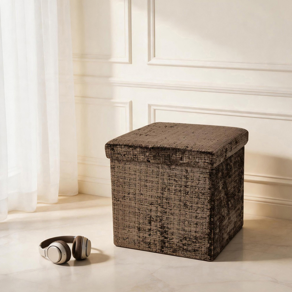 Chenille Storage Box Chocolate Brown Image 5