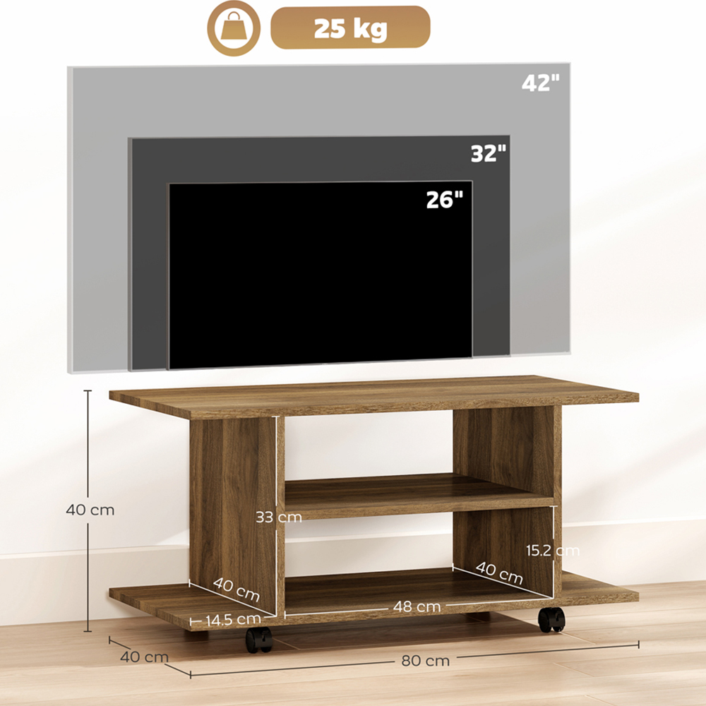 Portland 4 Shelf Walnut Mobile Modern Multifunctional TV Unit Image 9