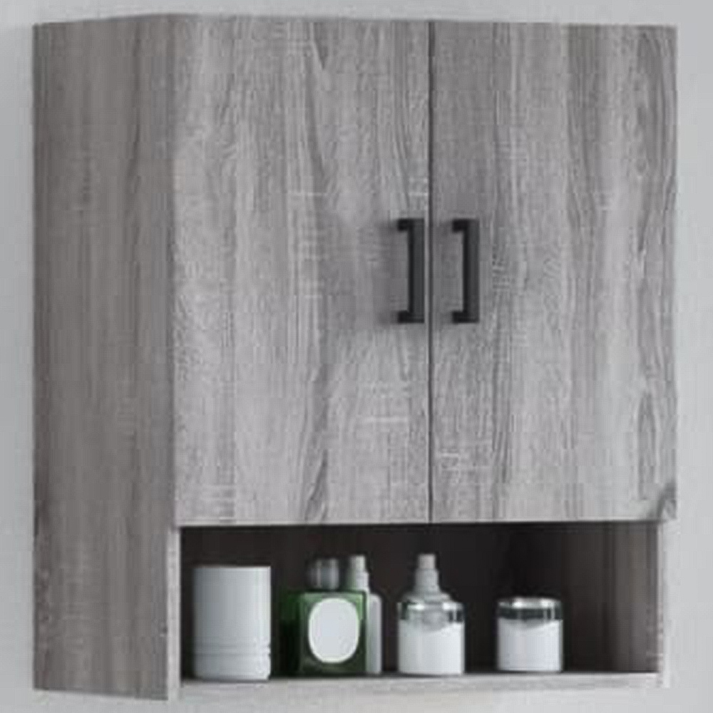 vidaXL 2 Door Single Shelf Grey Sonoma Wall Cabinet Image 1