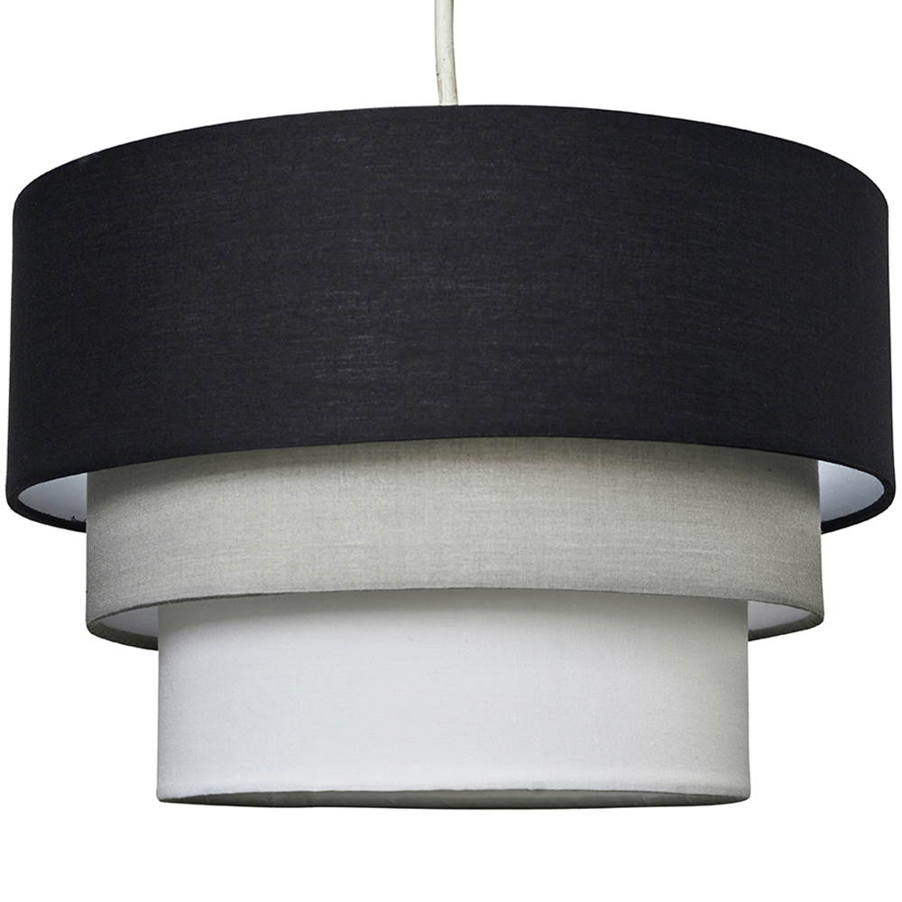 ValueLights Aztec 3 Tier Black Fabric Ceiling Light Shade Image 1