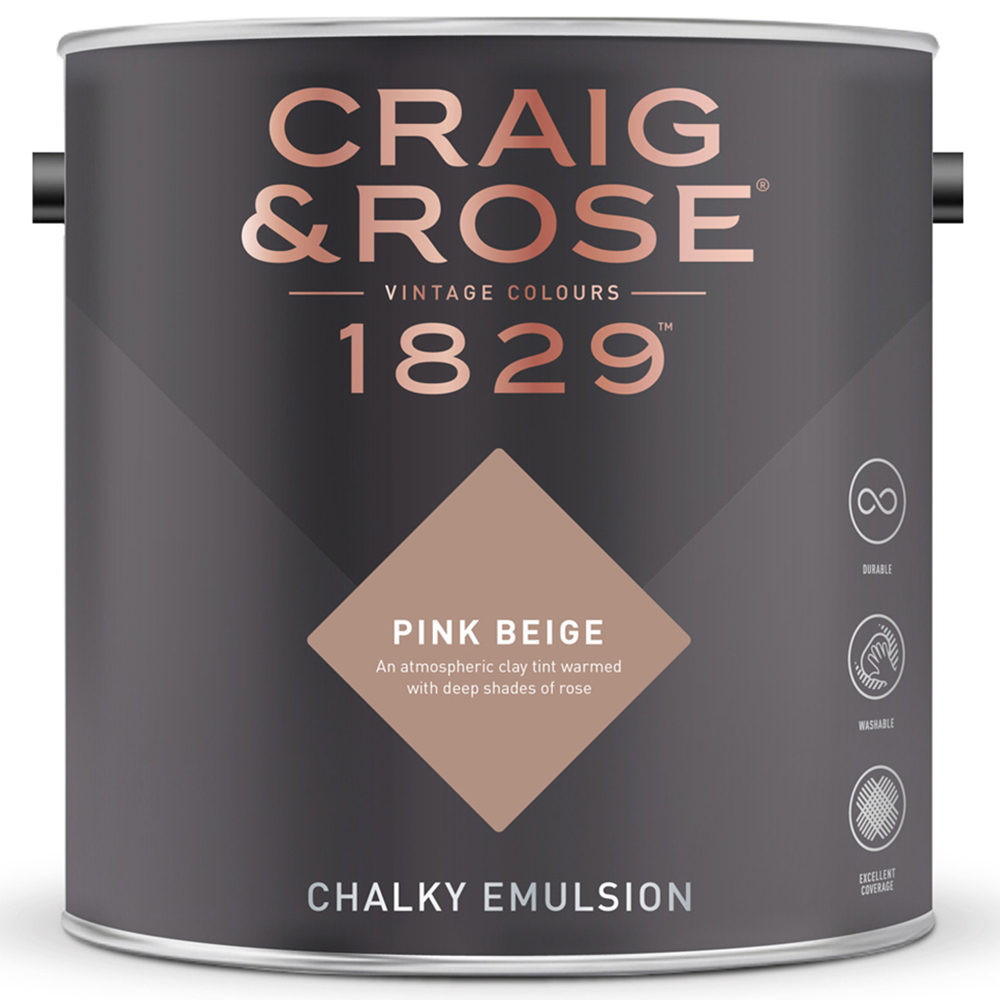 Craig & Rose Walls and Ceilings Pink Beige Chalky Emulsion Paint 5L Image 2