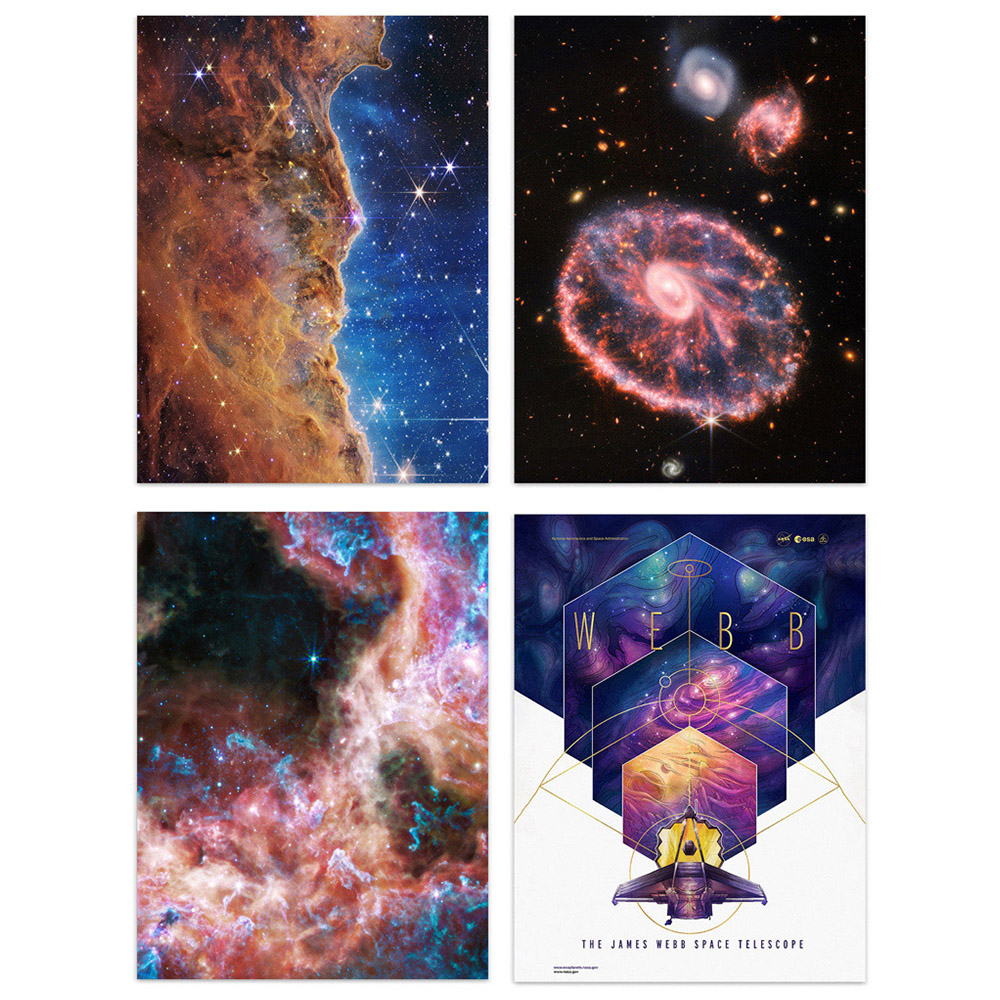 Artery8 NASA James Webb Space Telescope Carina Tarantula Nebula Wall Art Print 30 x 41cm 4 Pack Image 1