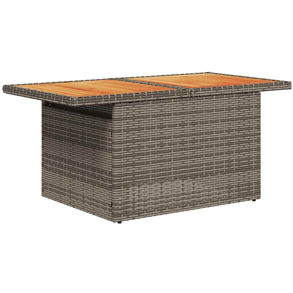 Walplus 2 Seater Grey Poly Rattan Liftable Acacia Wood Top Convertible Garden Dining Table Image 3