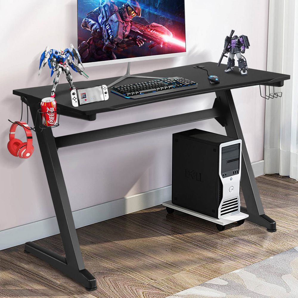 Costway Ergonomic Gaming Desk with Cup and Headphone Holder Image 1