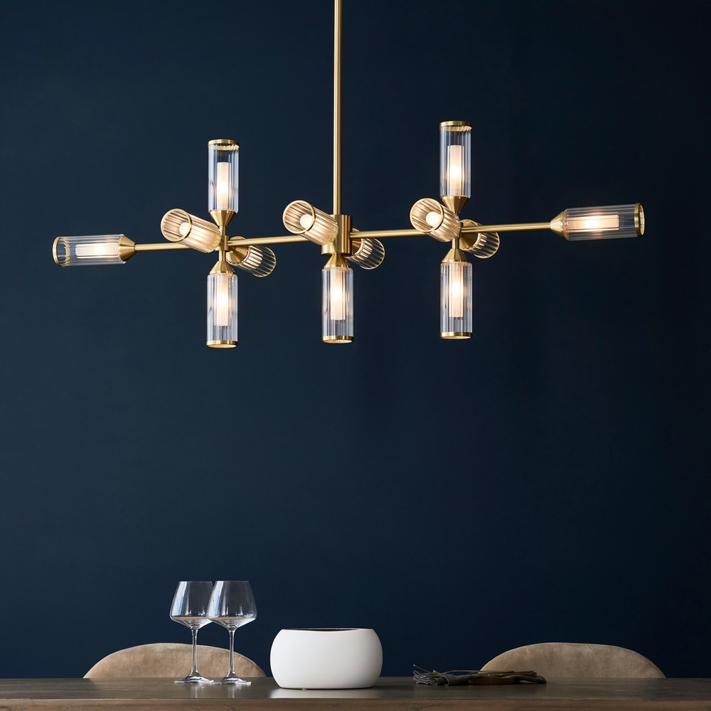 Merano Trieste Clear Frosted Glass Satin Brass Plate Bar Pendant Ceiling Light Image 2
