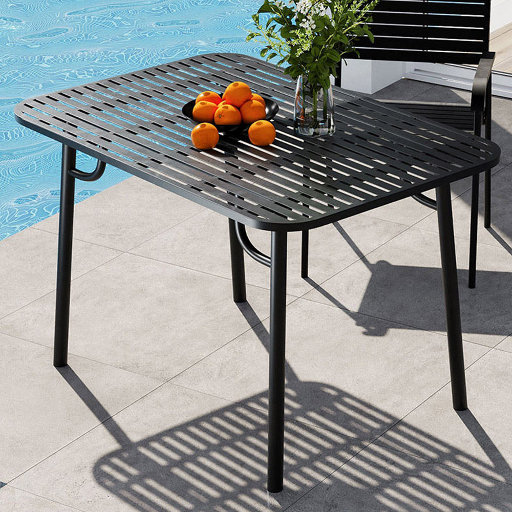 Living and Home Black Rectangular Outdoor Garden Metal Table Image 1