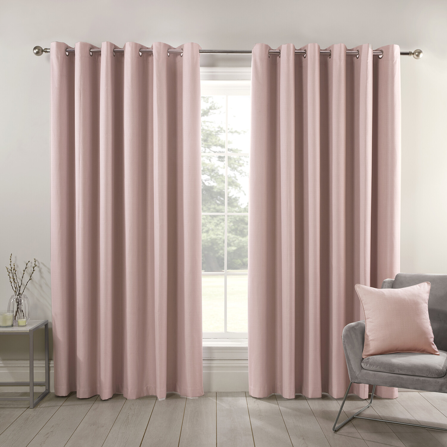 Divante Hoxton Blush Blackout Eyelet Curtains 183 x 168cm Image 1
