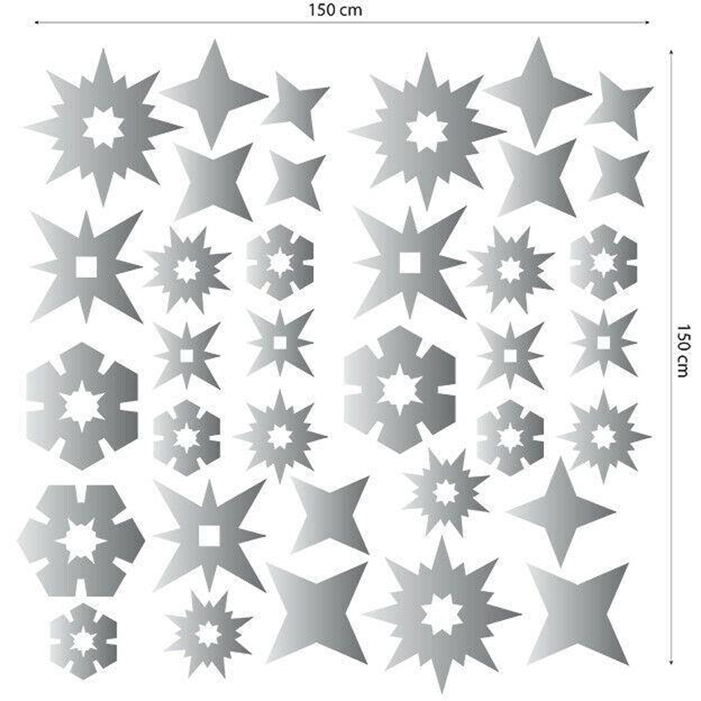 Walplus Christmas Silver Bling Snowflakes Self Adhesive Wall Stickers 60 Piece Image 3
