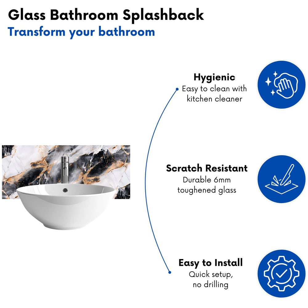 Warren Reed Designer Exquisite White Marble Effect Bathroom Splashback 25 x 60cm Image 4