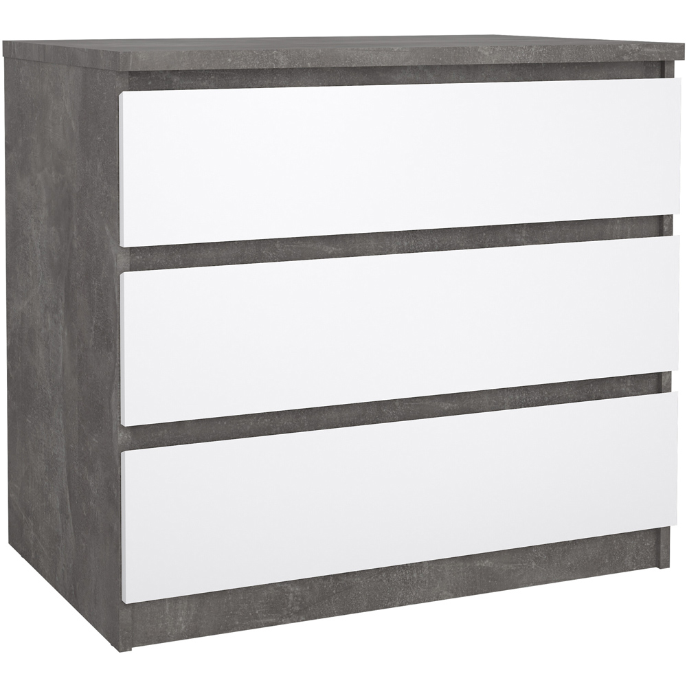 Florence 3 Drawer Concrete and White High Gloss Chest of Drawers Image 2