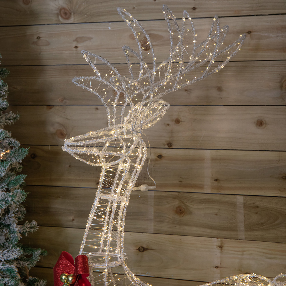 Samuel Alexander 940 Warm White LED Light-Up Acrylic Deer Christmas Decoration with Red Bow 148cm Image 4