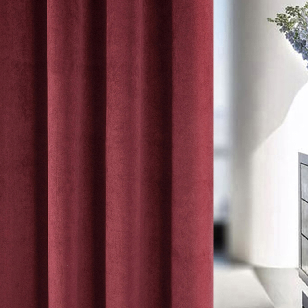 Enhanced Living Oxford Red Thermal Blackout Pencil Pleat Velvet Curtains 168 x 137cm Image 2