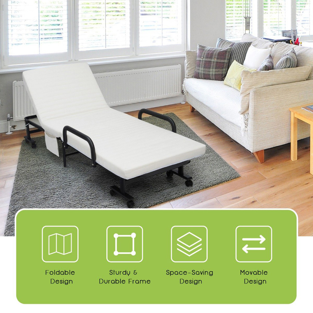 Costway Single Sleeper White Sofa Bed with Mattress Image 5