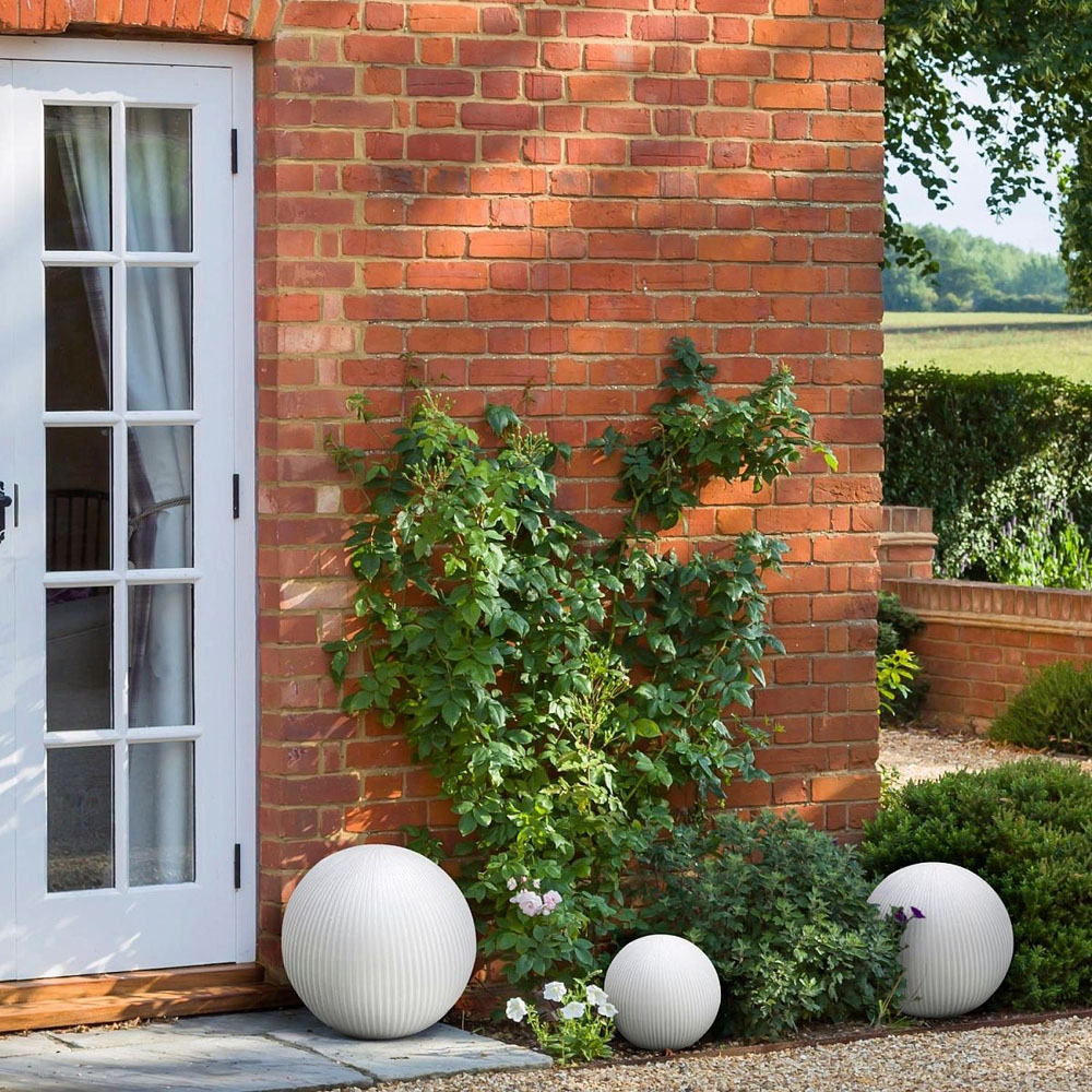 wilko Vertical Ribbed White Outdoor Decorative Ball 37.5cm Image 5