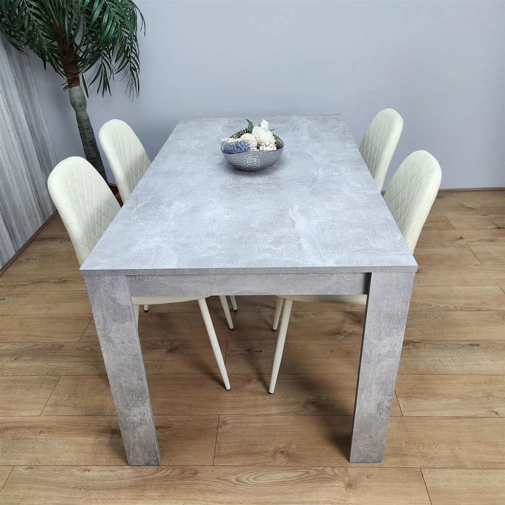 Kosy Koala 4 Seater Faux Leather Gem Pattern Dining Set Stone Grey Effect and Cream Image 6