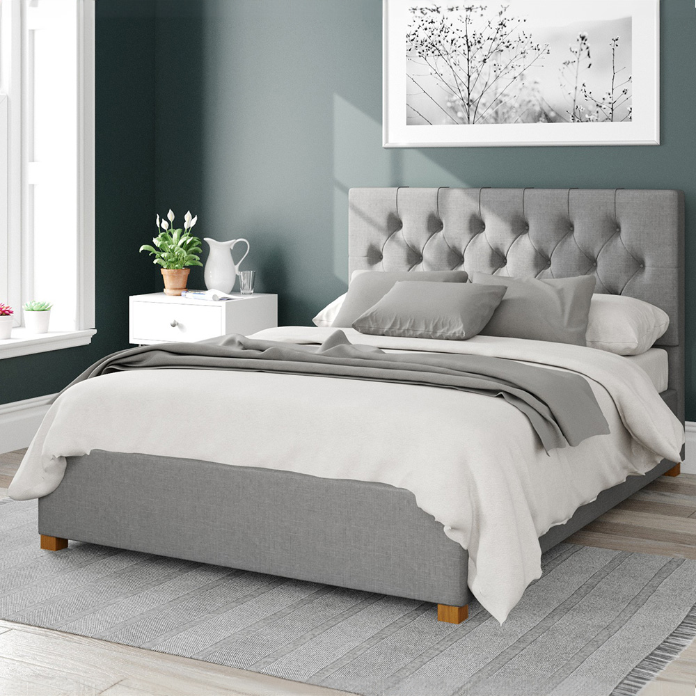 Aspire Olivier King Size Grey Eire Linen Ottoman Bed Image 1