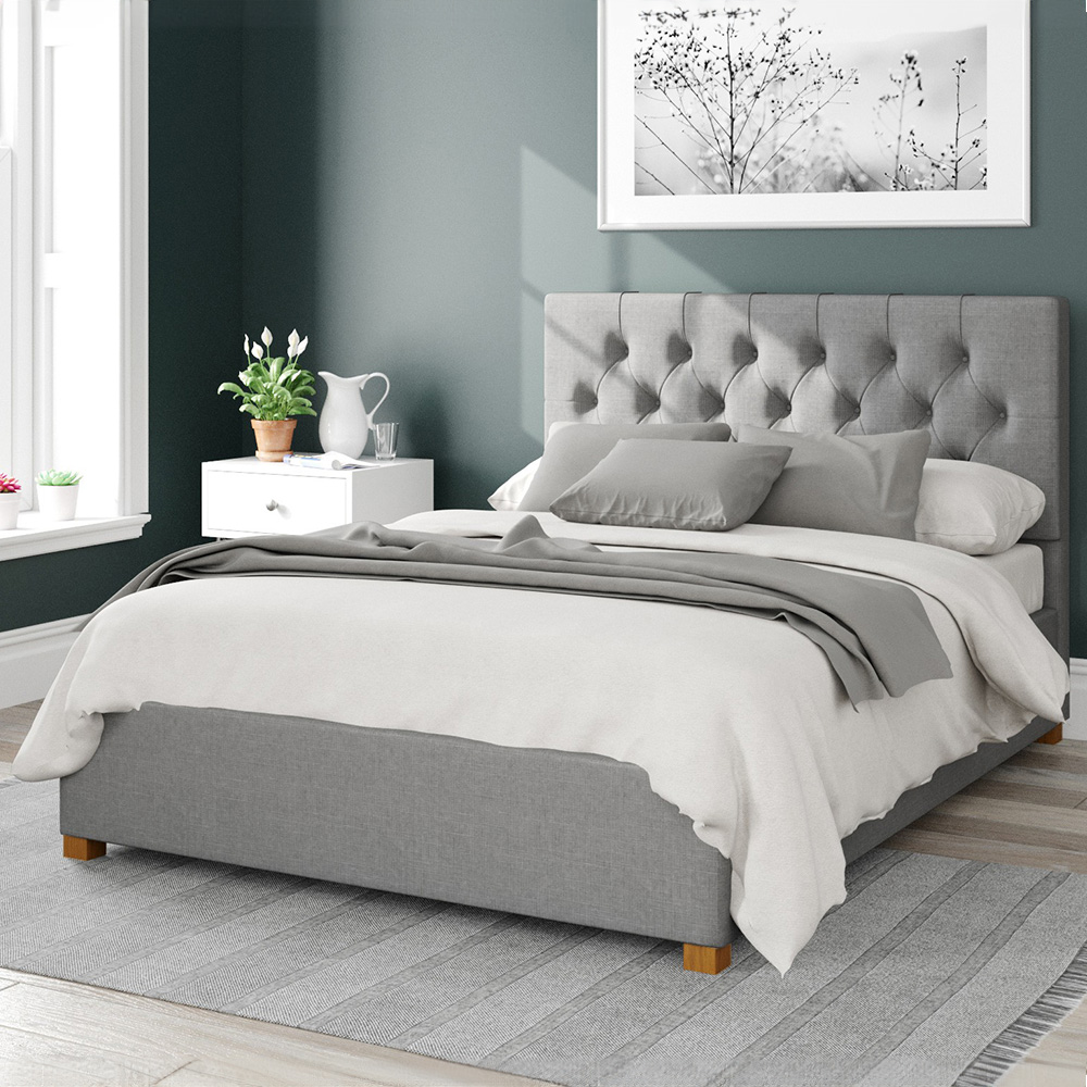 Aspire Olivier Small Double Grey Eire Linen Ottoman Bed Image 1