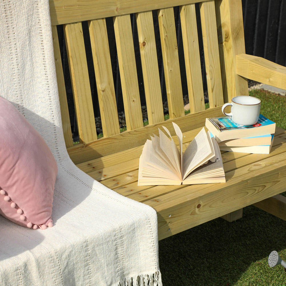 Mercia Carlton 3 Seater Natural Timber Garden Bench Image 3