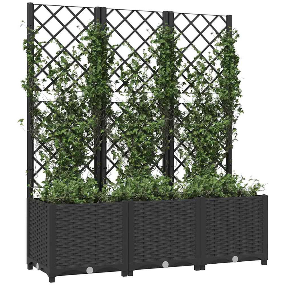 vidaXL Black Plastic Garden Planter with Trellis 120 x 40 x 136cm Image 3
