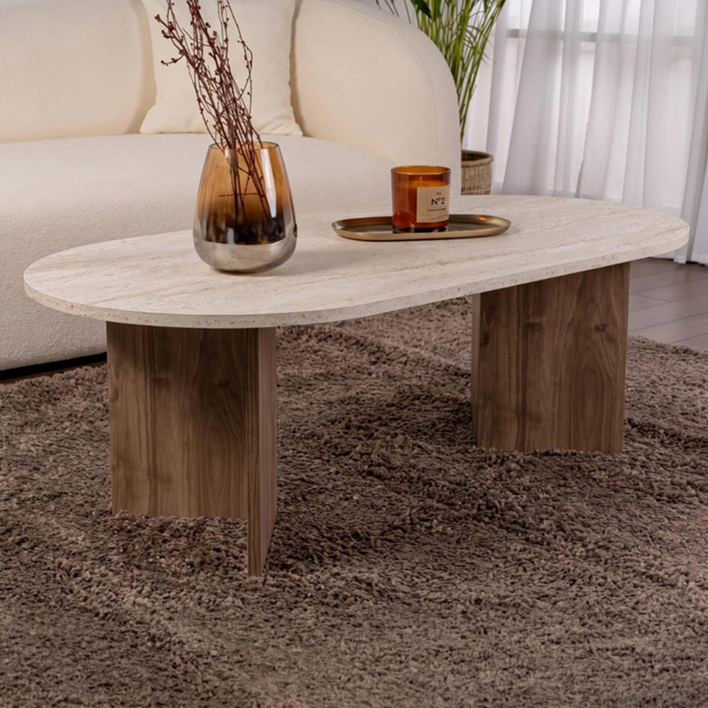 Decortie Sable Travertine and Istanbul Walnut Coffee Table Image 1