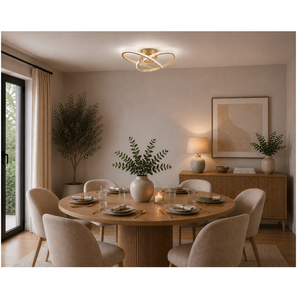 Cosylyte Moora 3 Light Gold Integrated LED Modern Curved Ceiling Light Image 2
