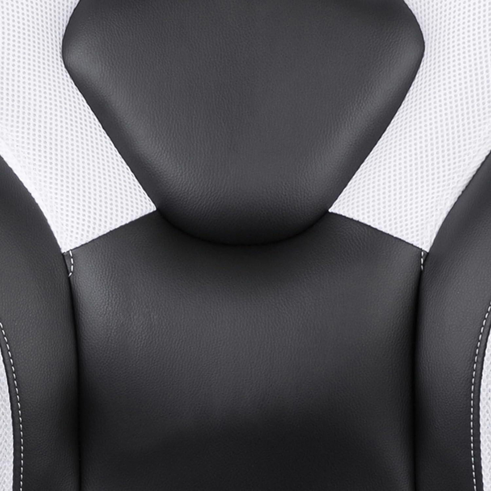 FWStyle X10 Black and White Faux Leather Racer Style Gaming Chair Image 3
