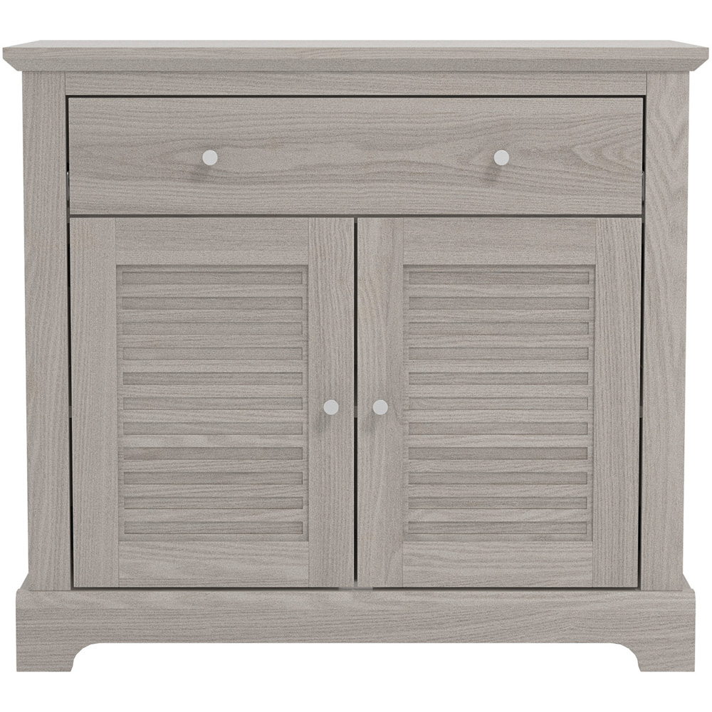 GFW Salcombe 2 Door Single Drawer Warm Grey Oak Compact Sideboard Image 3