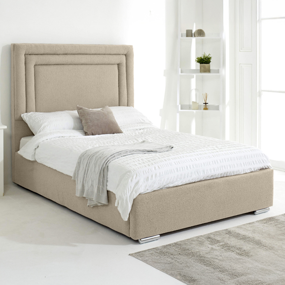 Eleganza Santiago Double Pearl Arlington Fabric Bed Frame with Boxed Headboard Image 1