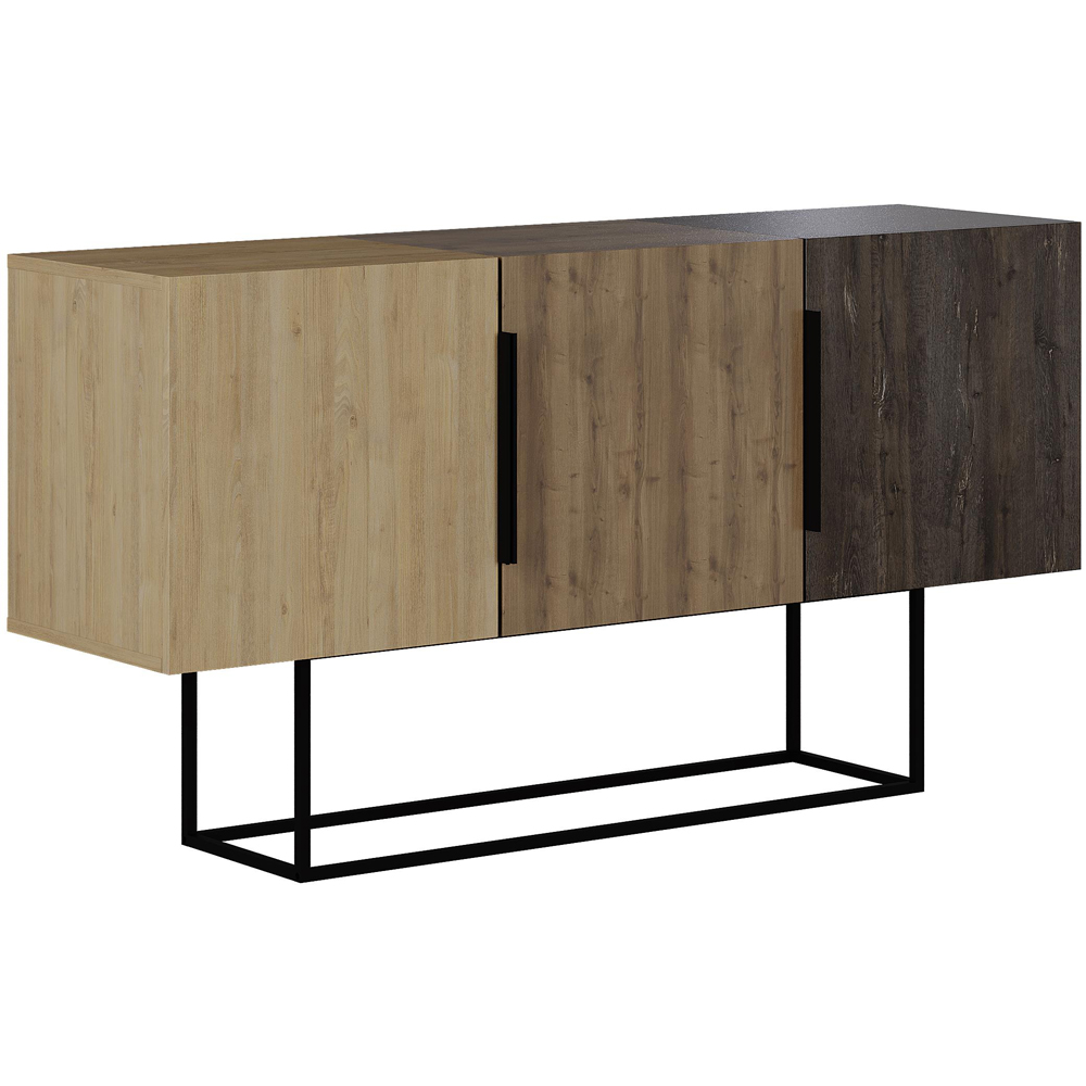 Decortie Tontini Oak Effect and Dark Coffee Console Sideboard Unit Image 2