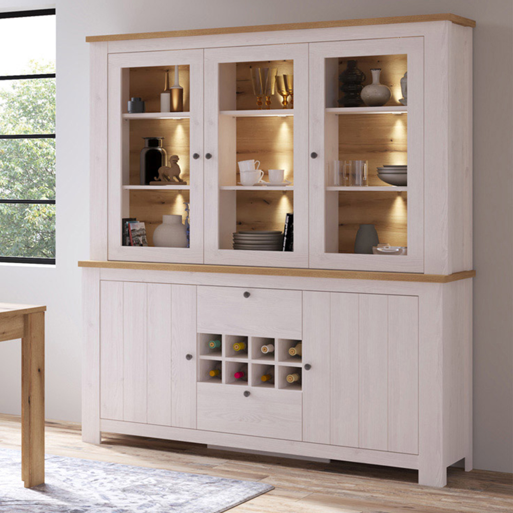 Florence Celesto 2 Door 2 Drawer White and Oak Sideboard with Display Unit Image 1
