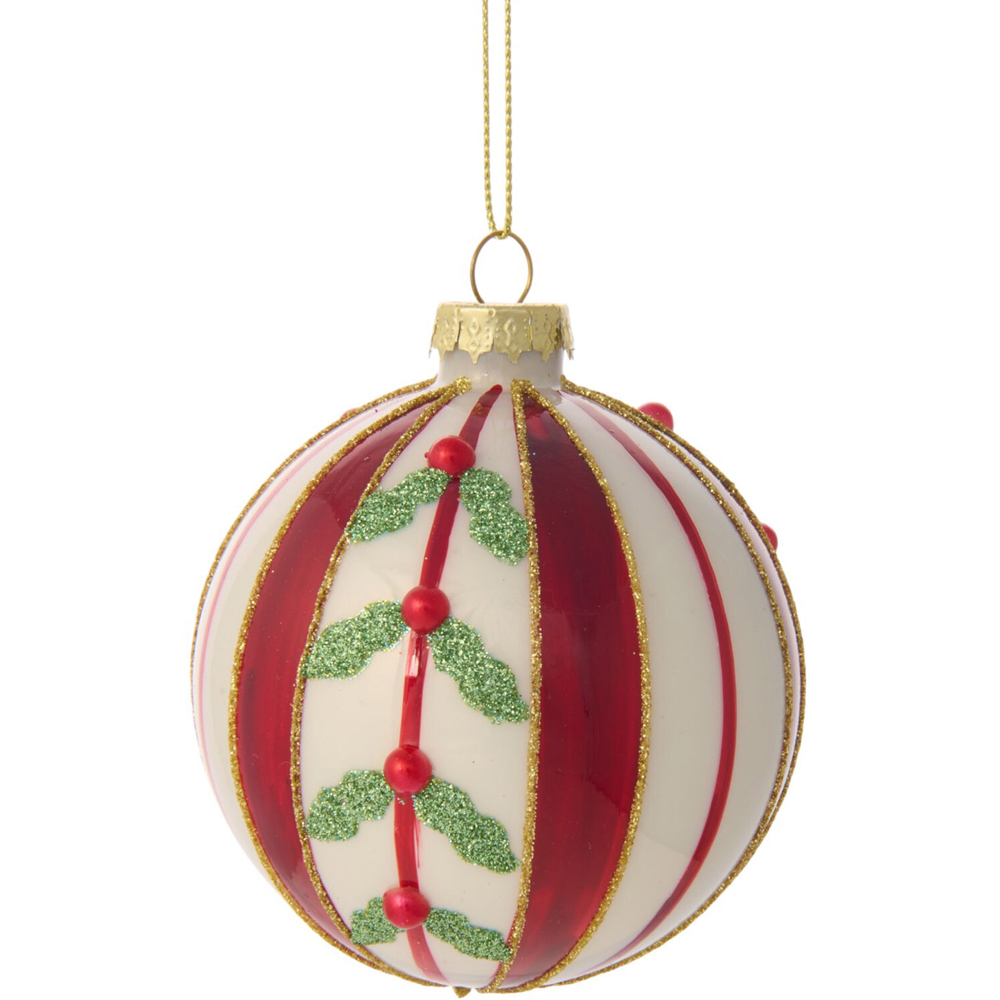 Festive Striped Bauble Image 1
