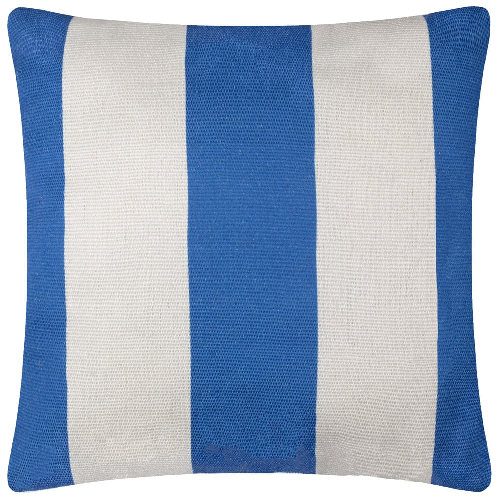 furn. Deck Stripe White and Blue Woven Polyester Filled Outdoor Cushion 59 x 59cm Image 1