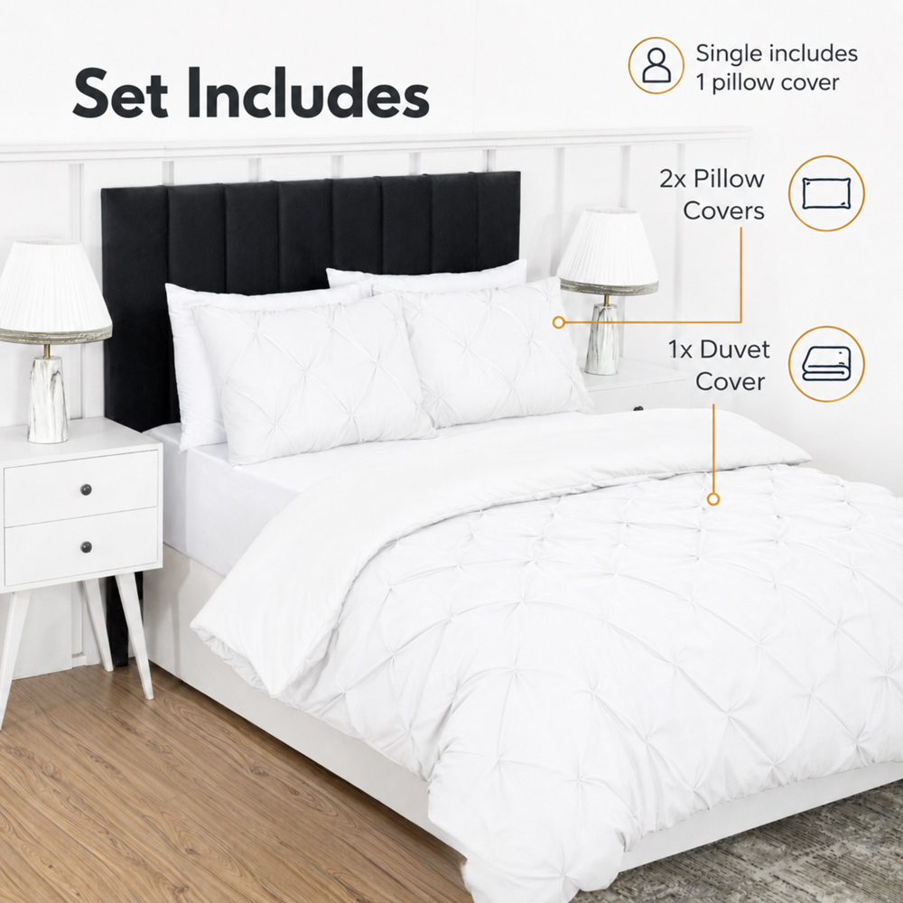 MHG Living Single White Microfibre Pintuck Duvet Cover Set Image 5