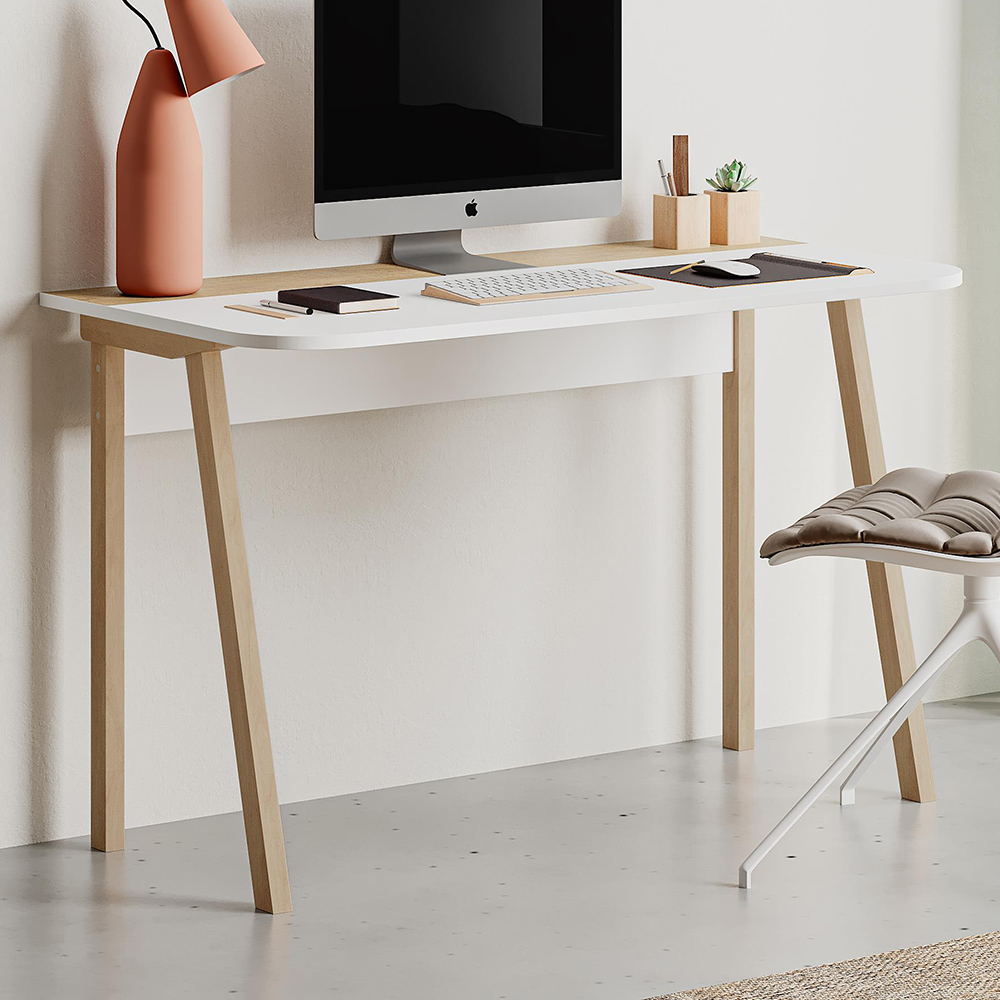 Decortie Luton Computer Desk White and Oak Image 1