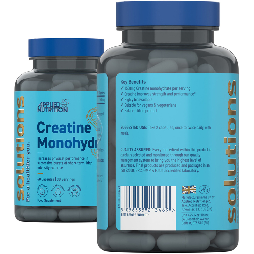 Pack of 60 Applied Nutrition Solutions Creatine Monohydrate Capsules Image 2