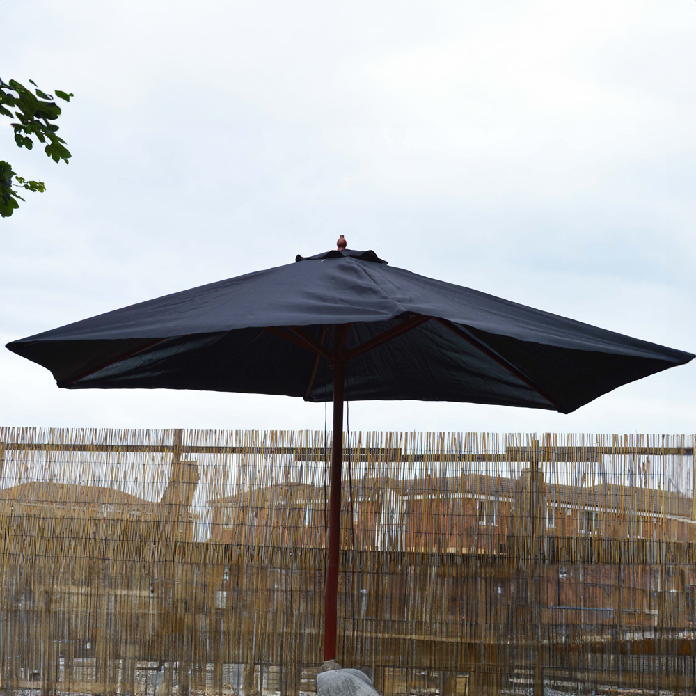 Samuel Alexander Black Wooden Parasol with Pulley 2.4m Image 3