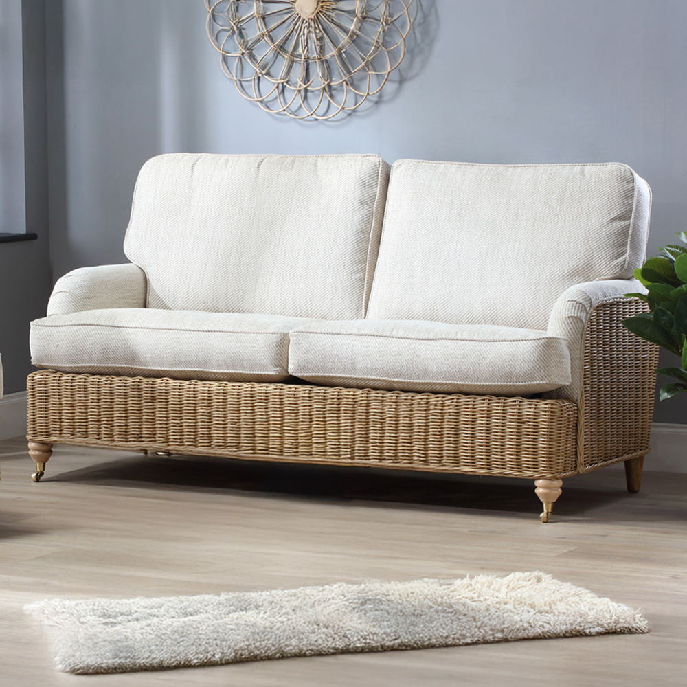 Desser Furniture Seville 3 Seater Light Oak Natural Rattan Jasper Sofa Image 1