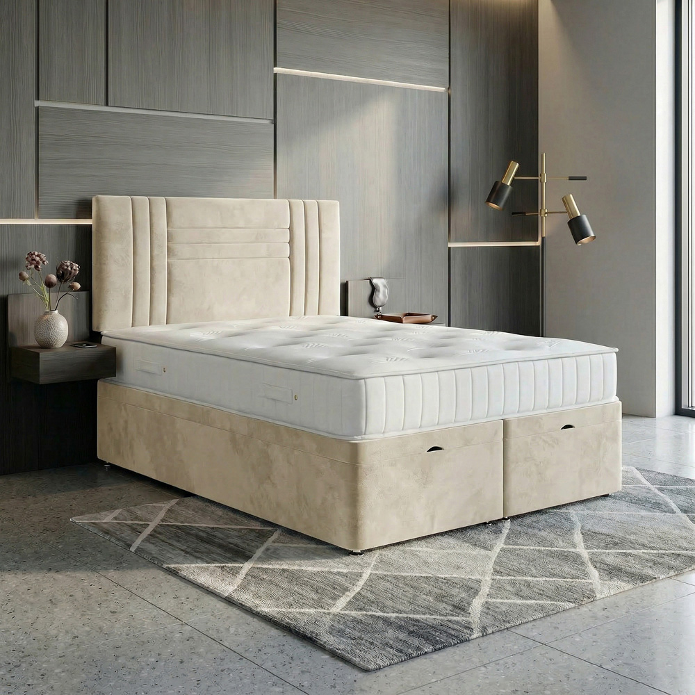DS Living Orion Super King Size Cream Plush Ottoman Bed Image 5