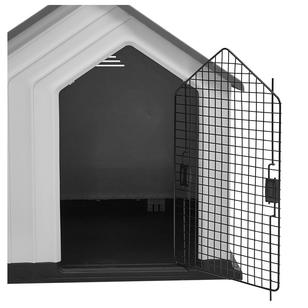 H&O Direct Grey Waterproof Plastic Dog House with Door Image 3