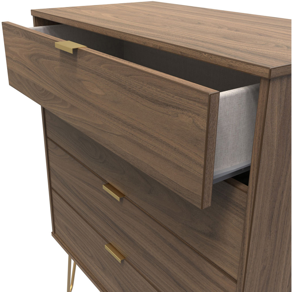 Crowndale Hong Kong 4 Drawer Carini Walnut Chest of Drawers Ready Assembled Image 6